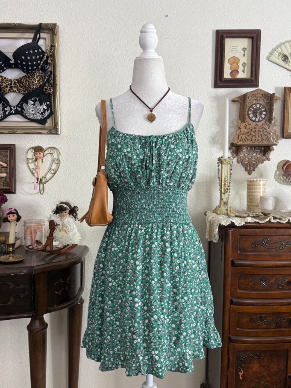 Dainty floral fairy cottagecore milkmaid mini dress